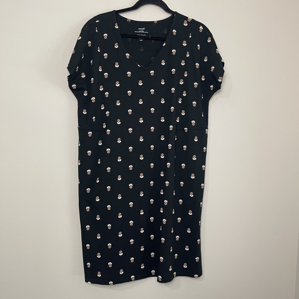Pure Jill Organic Cotton Minimalist Casual Shift Dress Mini Shirt Dress Sz‎ LP